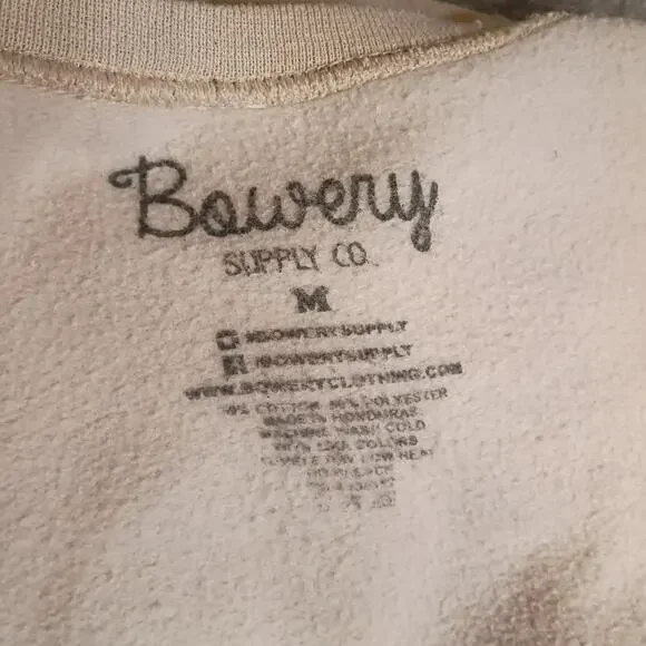 Bowery Supply Co. Mens M Mushroom Graphic Cream Crewneck Sweatshirt Fungi - Picture 6 of 9